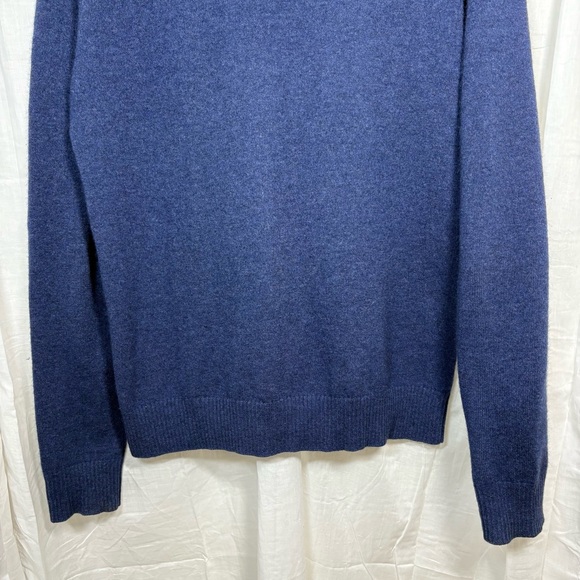 Qi New York 100% Cashmere 1/4 Zip Mockneck Blue Sweater Size M - Picture 6 of 8